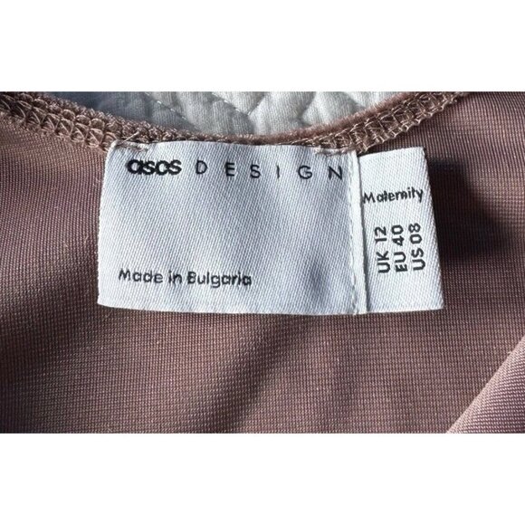 ASOS Design Maternity Woman's Sz 8 Velvet Midi Dusty Pink Pleated Dress NWOT - Picture 6 of 10